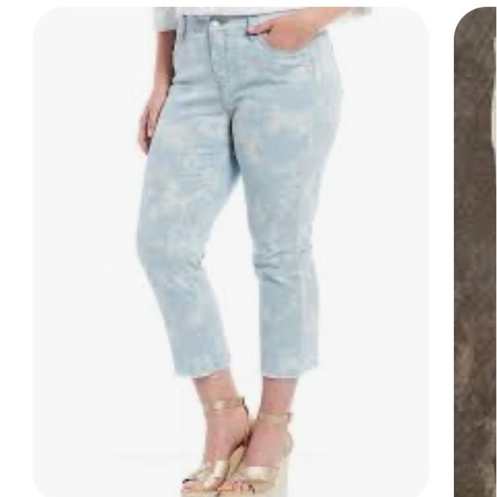 Code Bleu Chelsea Capri Jeans Womens 12 Blue Tie Dye Cloud Raw Hem Coastal Acid